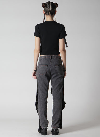 RIB STITCH BELTED CUFF T-SHIRT