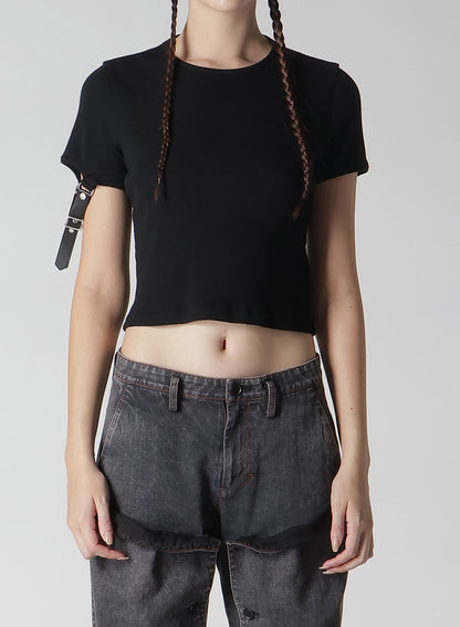 RIB STITCH BELTED CUFF T-SHIRT