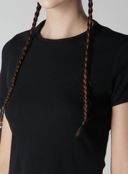 RIB STITCH BELTED CUFF T-SHIRT