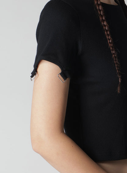 RIB STITCH BELTED CUFF T-SHIRT