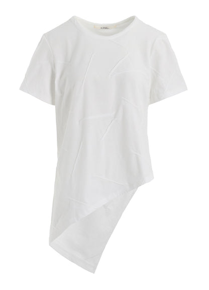 TUCK JACQUARD SQUARE HEM T-SHIRT
