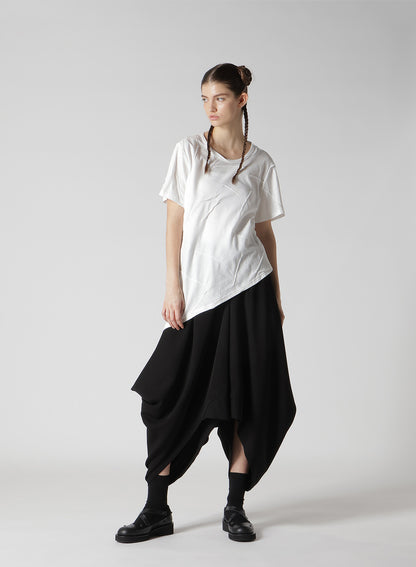 TUCK JACQUARD SQUARE HEM T-SHIRT