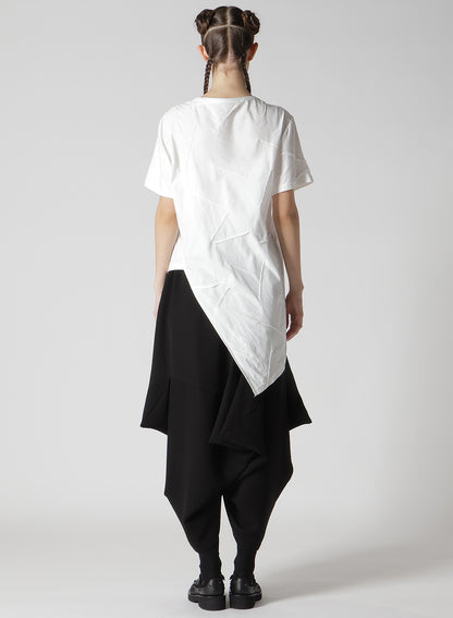 TUCK JACQUARD SQUARE HEM T-SHIRT