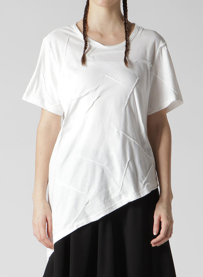 TUCK JACQUARD SQUARE HEM T-SHIRT