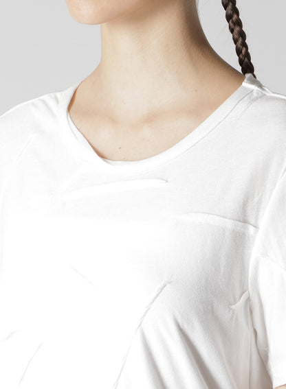 TUCK JACQUARD SQUARE HEM T-SHIRT