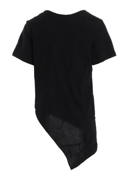 TUCK JACQUARD SQUARE HEM T-SHIRT