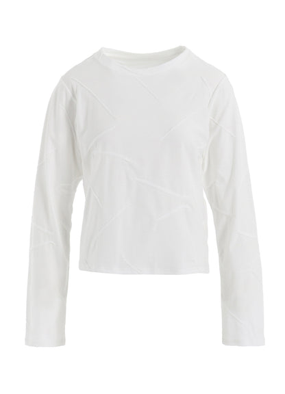 TUCK JACQUARD LAYERED SEPARATE LONG SLEEVE T-SHIRT