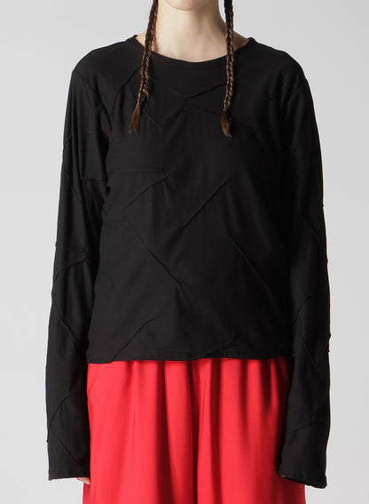 TUCK JACQUARD LAYERED SEPARATE LONG SLEEVE T-SHIRT