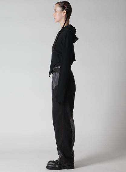 CRUSHED RIB STITCH CURVED HEM HOODIE