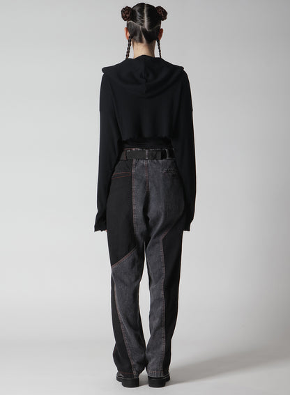 CRUSHED RIB STITCH CURVED HEM HOODIE