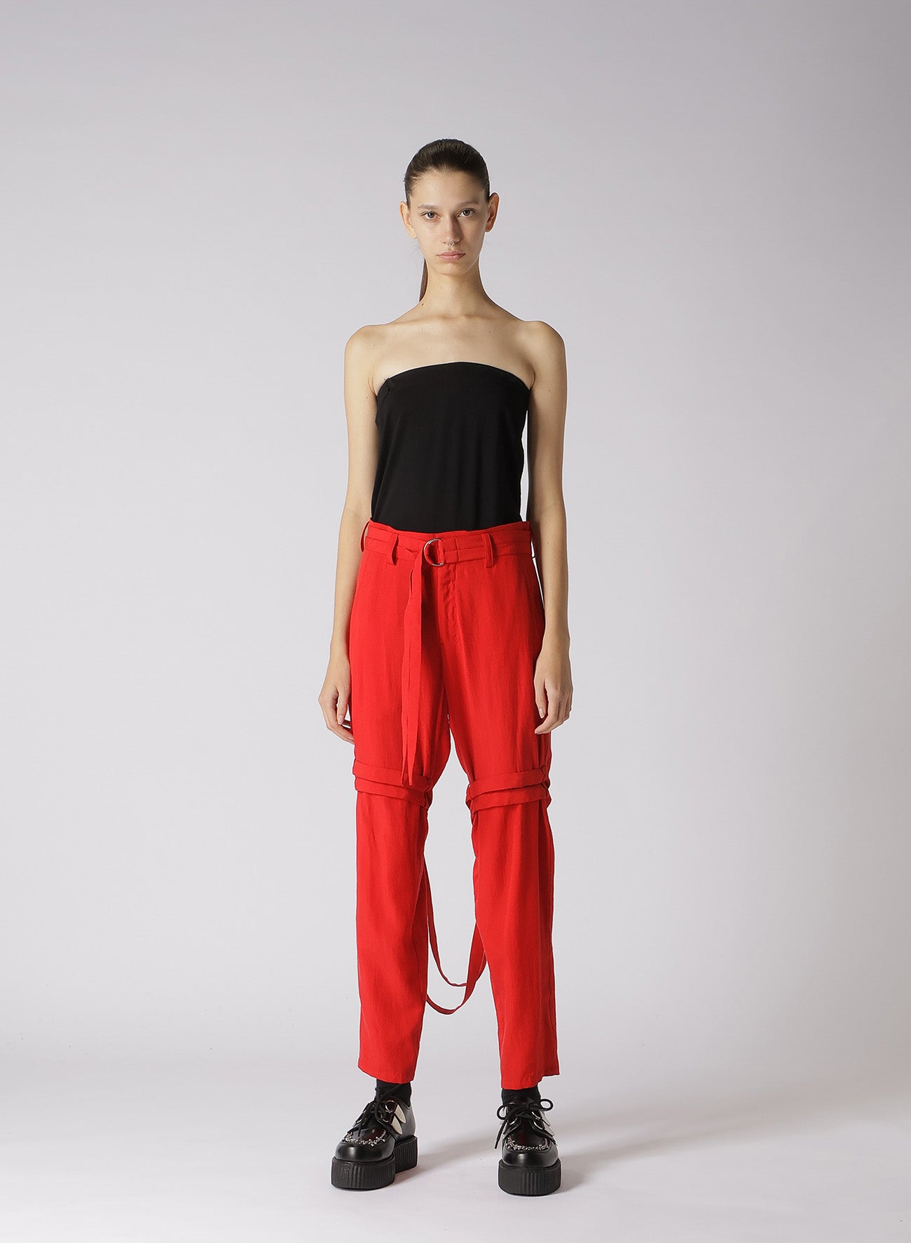 SOFT BROAD COTTON HANGING STRAP PANTS