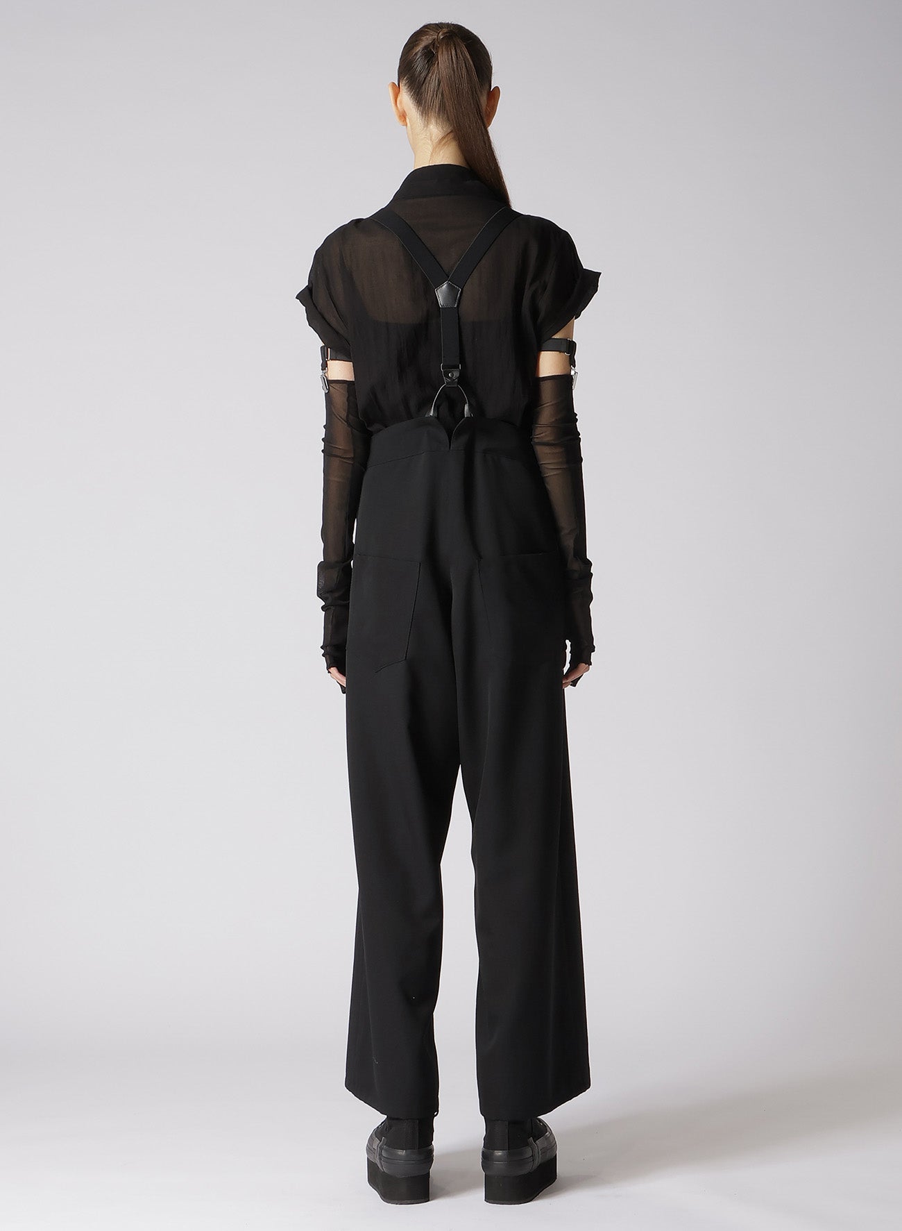 WOOL GABARDINE SUSPENDERS PANTS