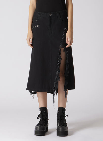 RIPPED DENIM SLIT SKIRT