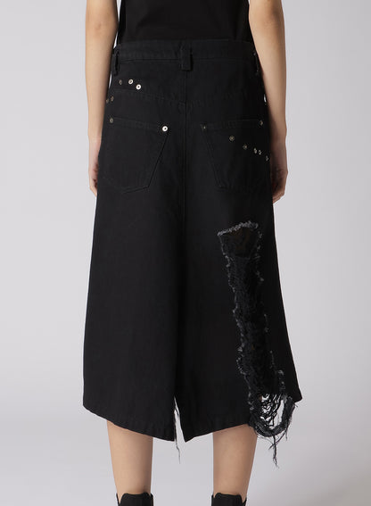 RIPPED DENIM SLIT SKIRT
