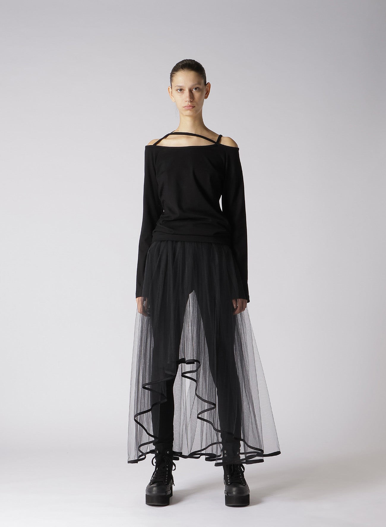 60/2 COTTON JERSEY SHOULDER STRING LONG T-SHIRT
