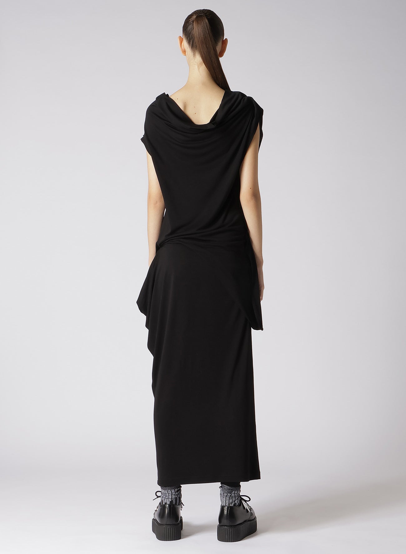 RAYON JERSEY DRAPED DRESS