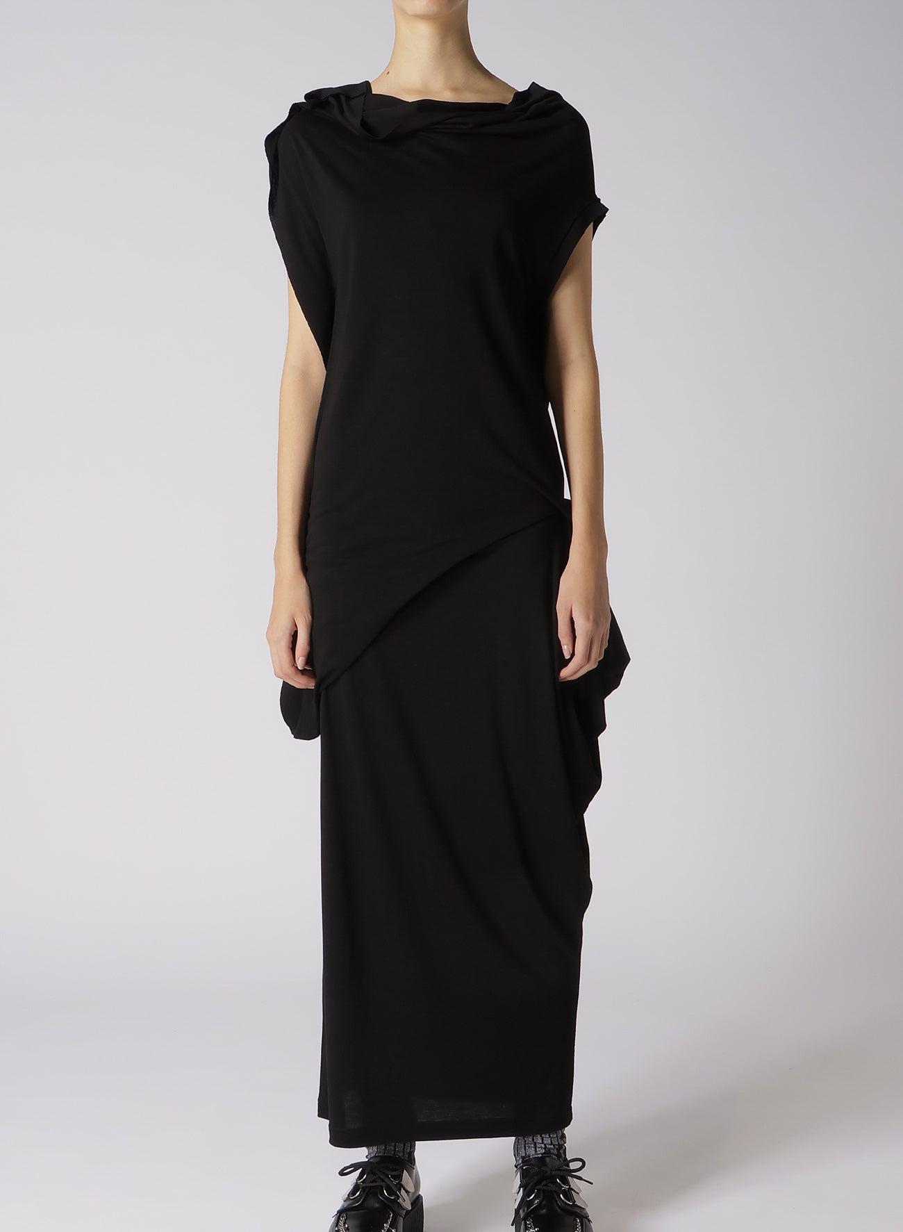 RAYON JERSEY DRAPED DRESS