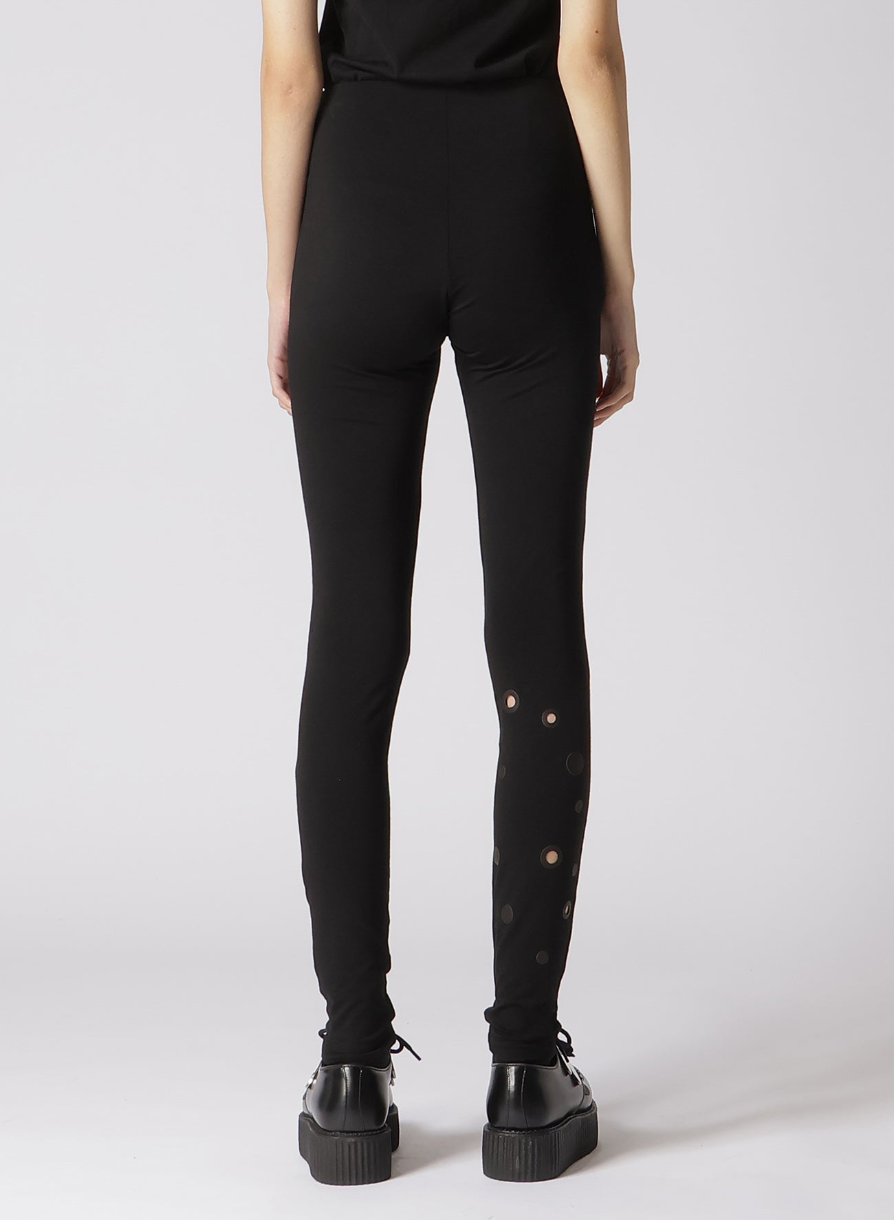 LEATHER DOT JERSEY LEGGINGS