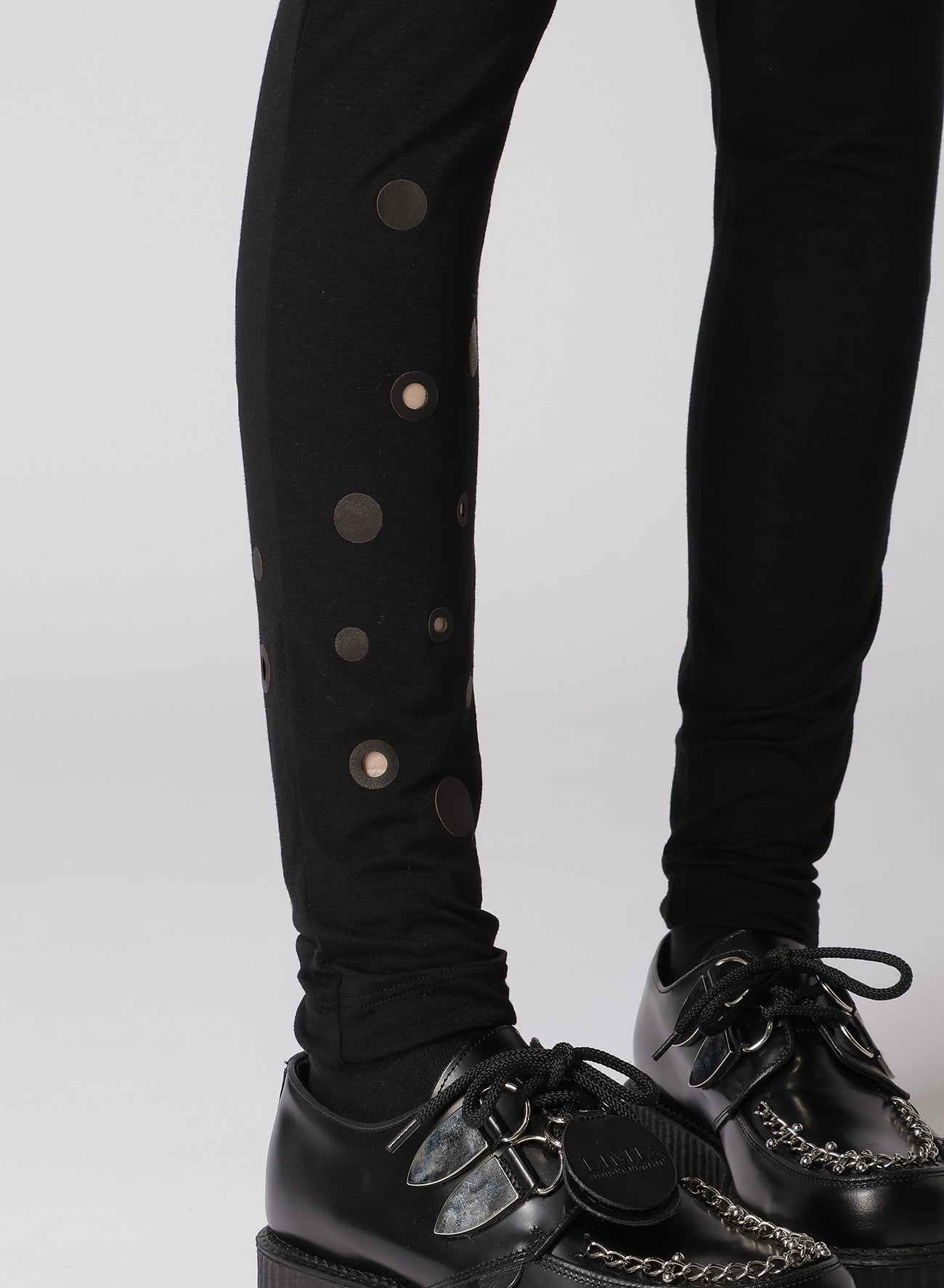 LEATHER DOT JERSEY LEGGINGS