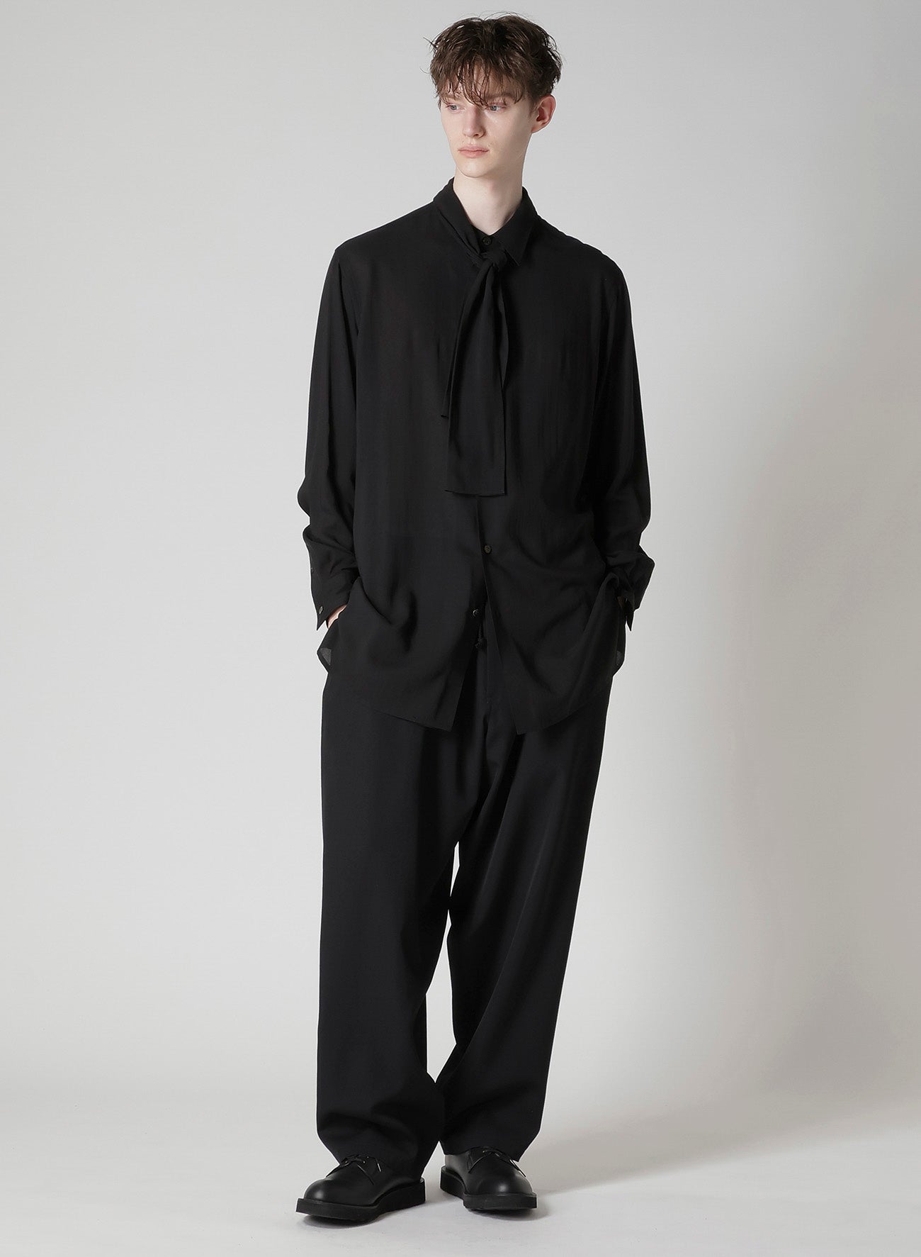 CELLULOSE LAWN SHIRT WITH SHAWL