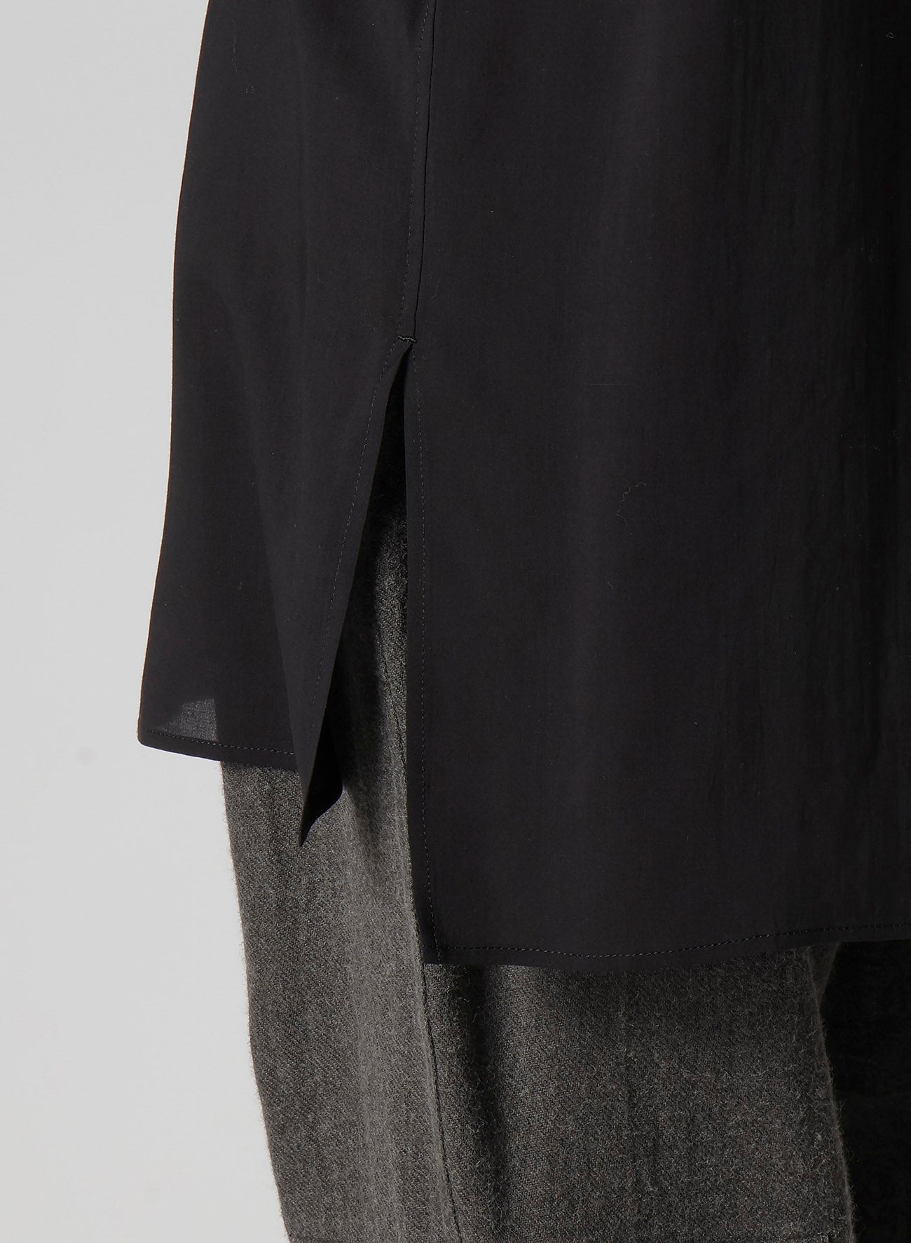 CELLULOSE LAWN PANEL OPEN-COLLAR SHIRT