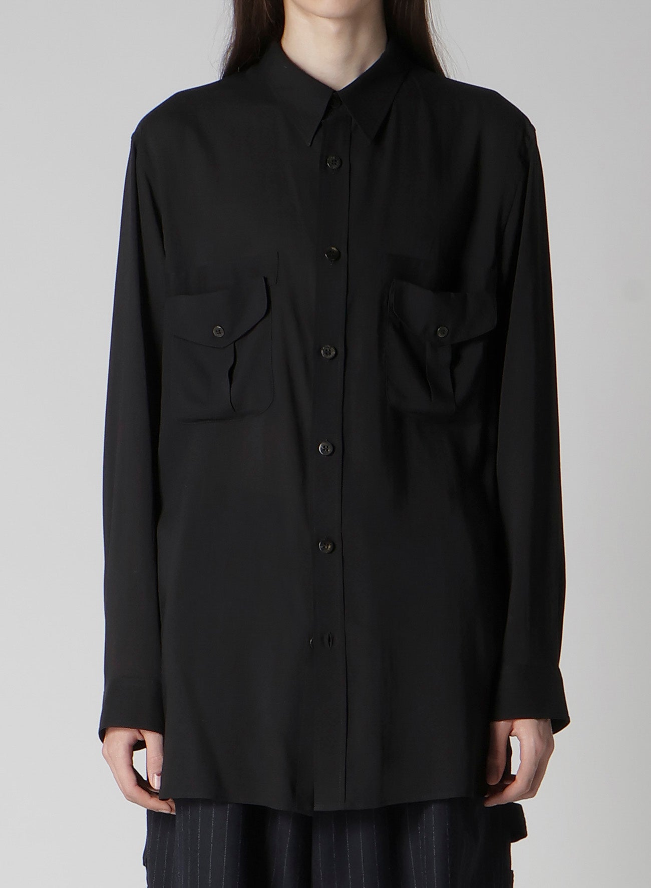 CELLULOSE LAWN DOUBLE-POCKET SHIRT