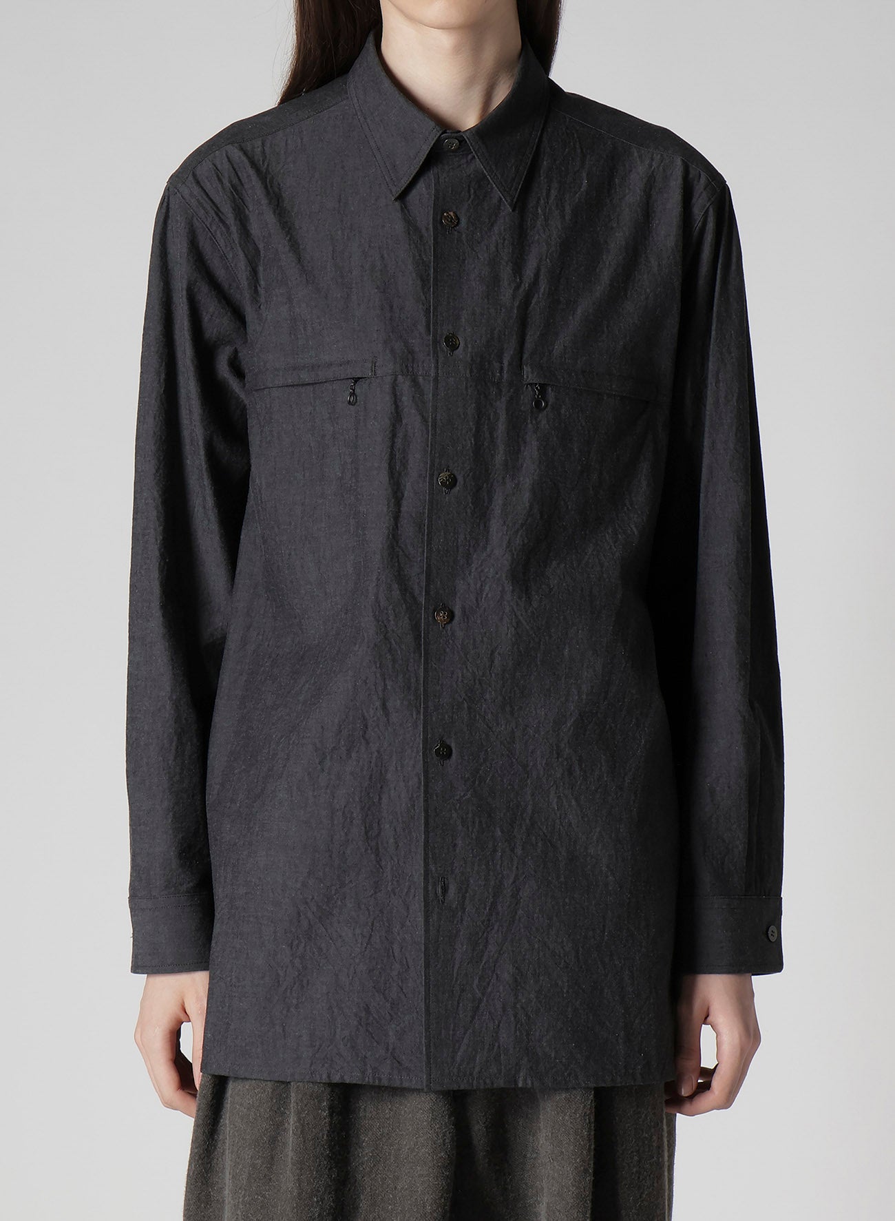 COTTON DUNGAREE SHIRT WITH DOUBLE ZIP POCKET