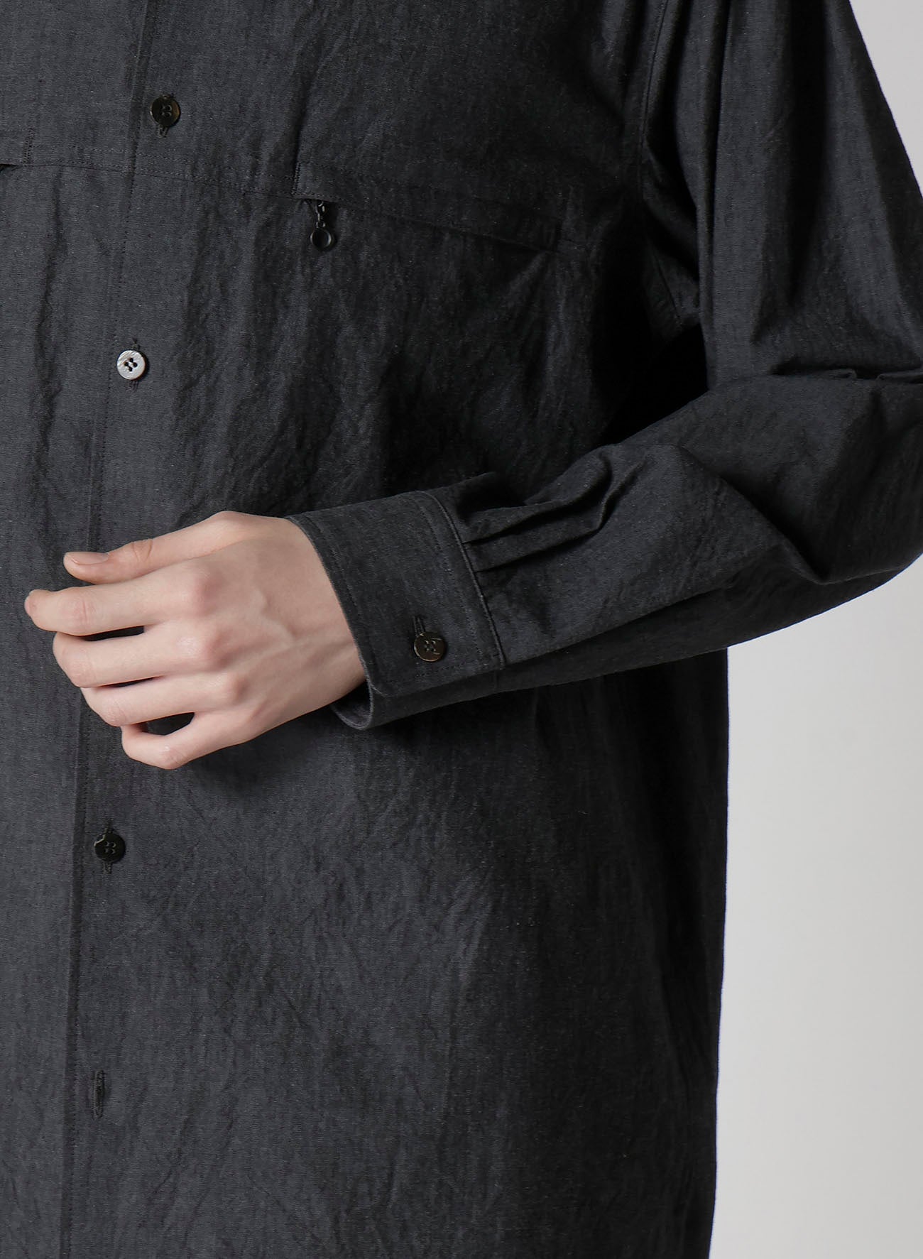 COTTON DUNGAREE SHIRT WITH DOUBLE ZIP POCKET