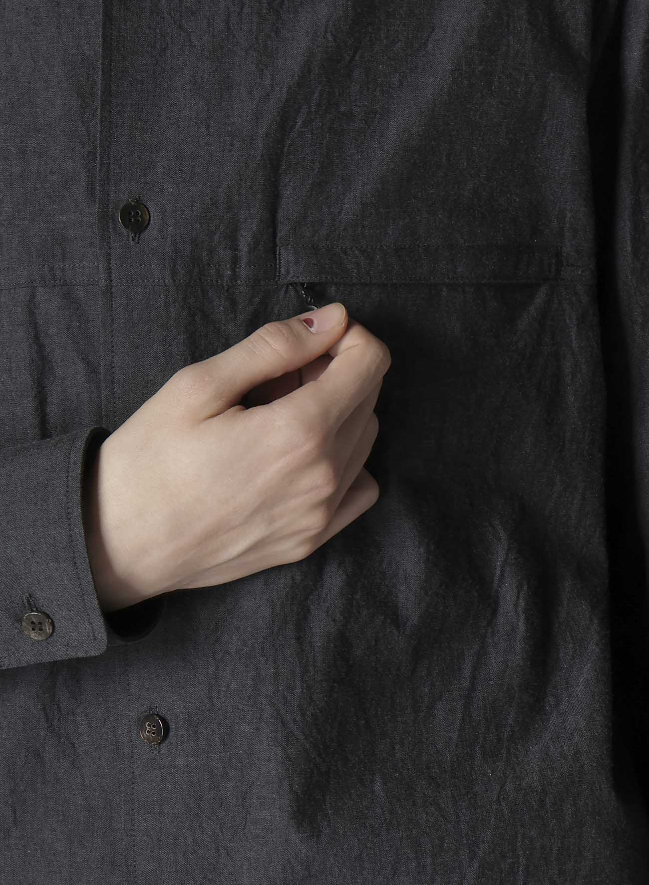 COTTON DUNGAREE SHIRT WITH DOUBLE ZIP POCKET