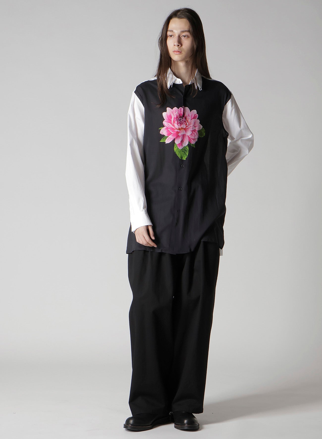 TRIPLE COLLAR SHIRT IN BROAD AND CELLULOSE – PINK FLOWER