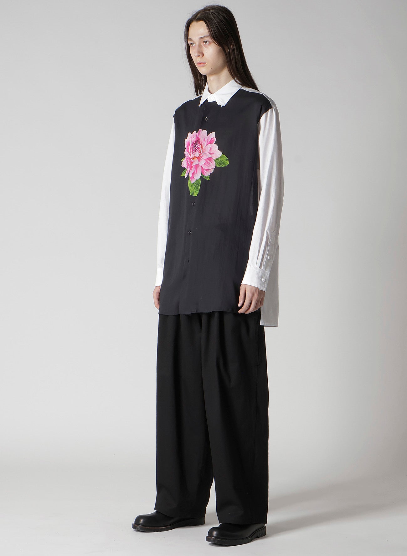 TRIPLE COLLAR SHIRT IN BROAD AND CELLULOSE – PINK FLOWER
