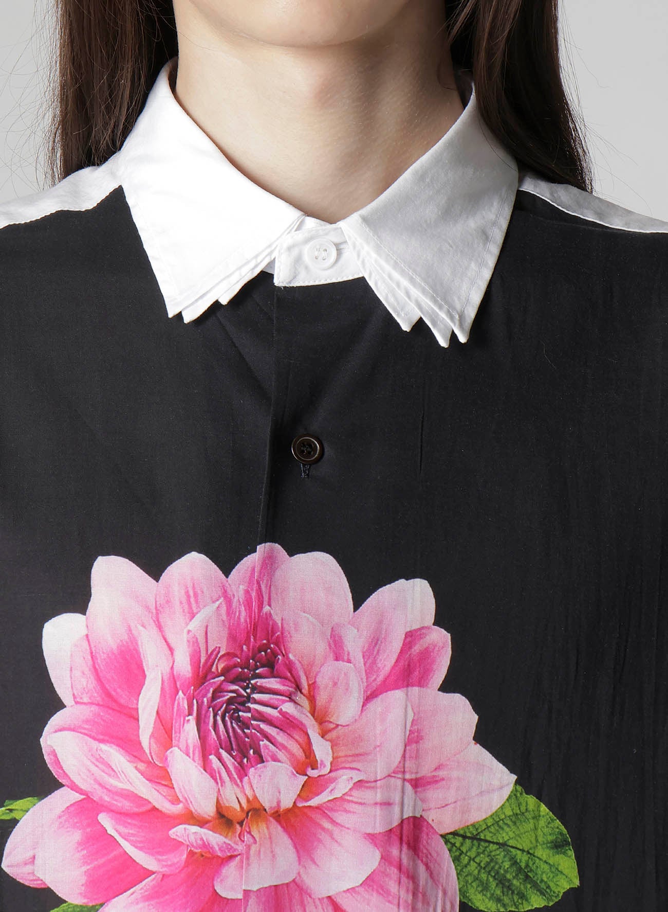 TRIPLE COLLAR SHIRT IN BROAD AND CELLULOSE – PINK FLOWER