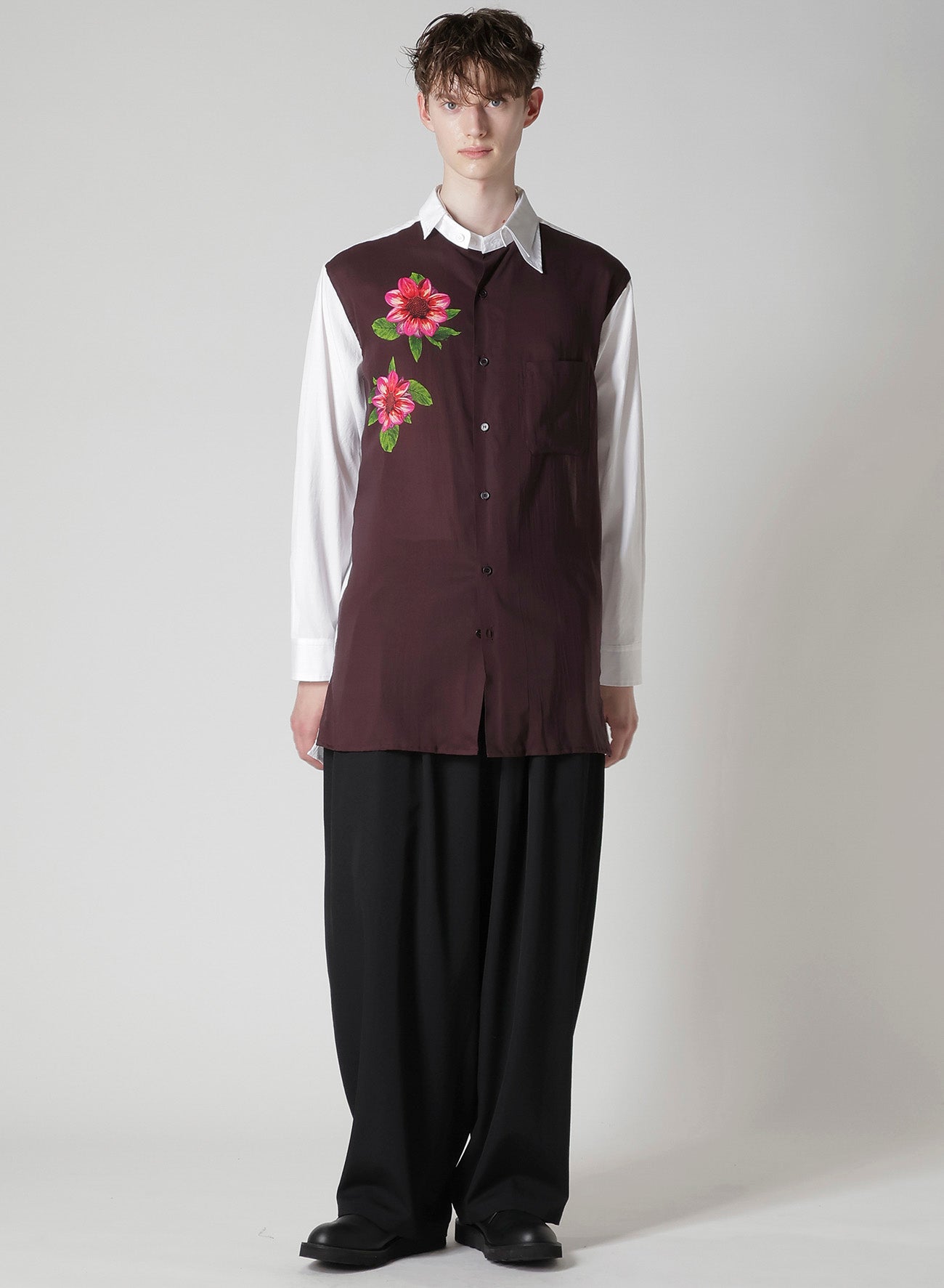 OVERSIZED SILHOUETTE SHIRT IN BROAD AND CELLULOSE – TWO FLOWERS