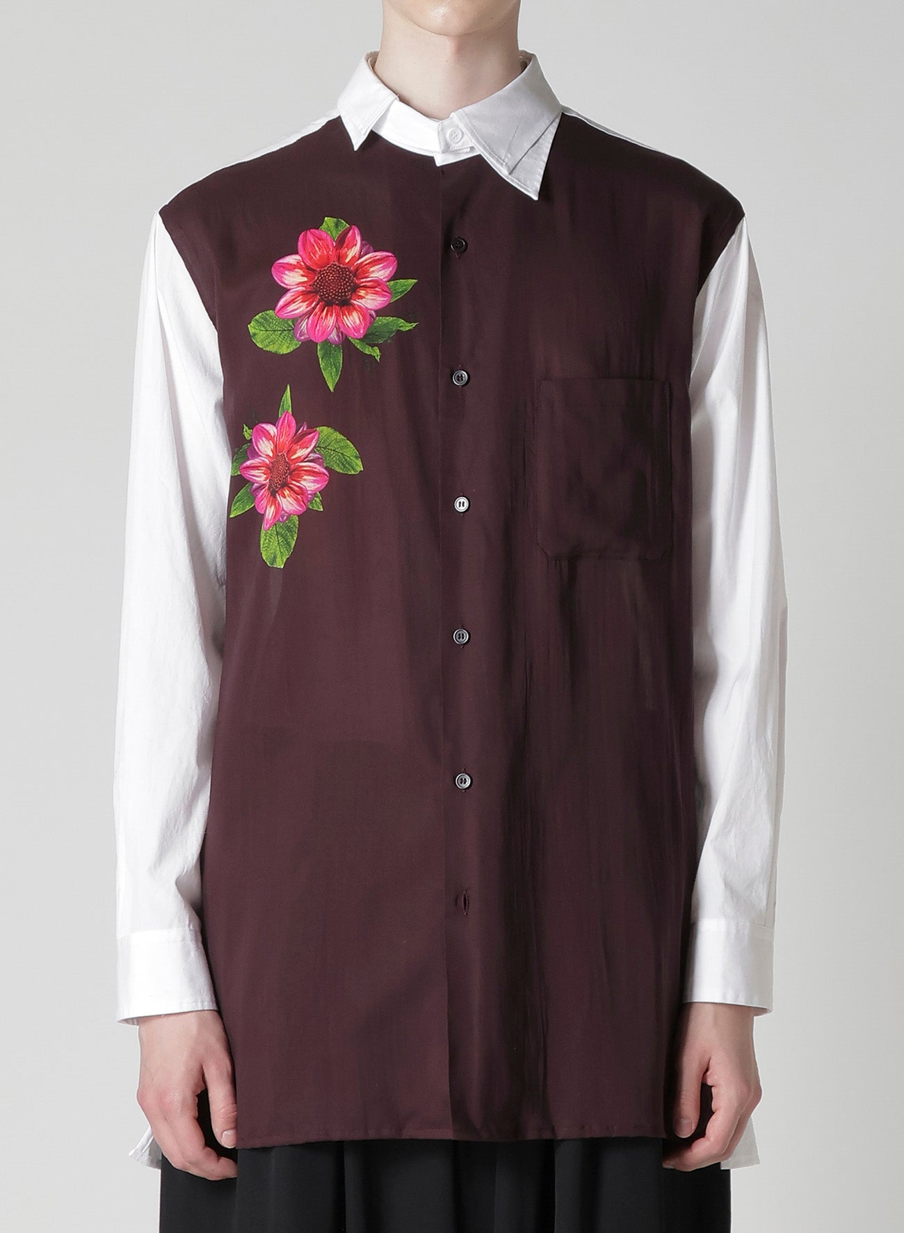 OVERSIZED SILHOUETTE SHIRT IN BROAD AND CELLULOSE – TWO FLOWERS
