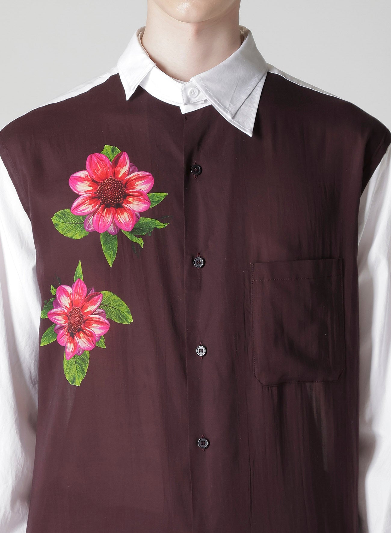 OVERSIZED SILHOUETTE SHIRT IN BROAD AND CELLULOSE – TWO FLOWERS