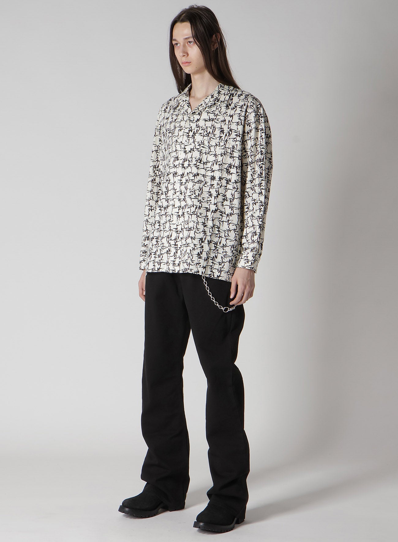 【Y's for men × MASSES】COTTON PIGMENT PRINT OPEN COLLAR SHIRT