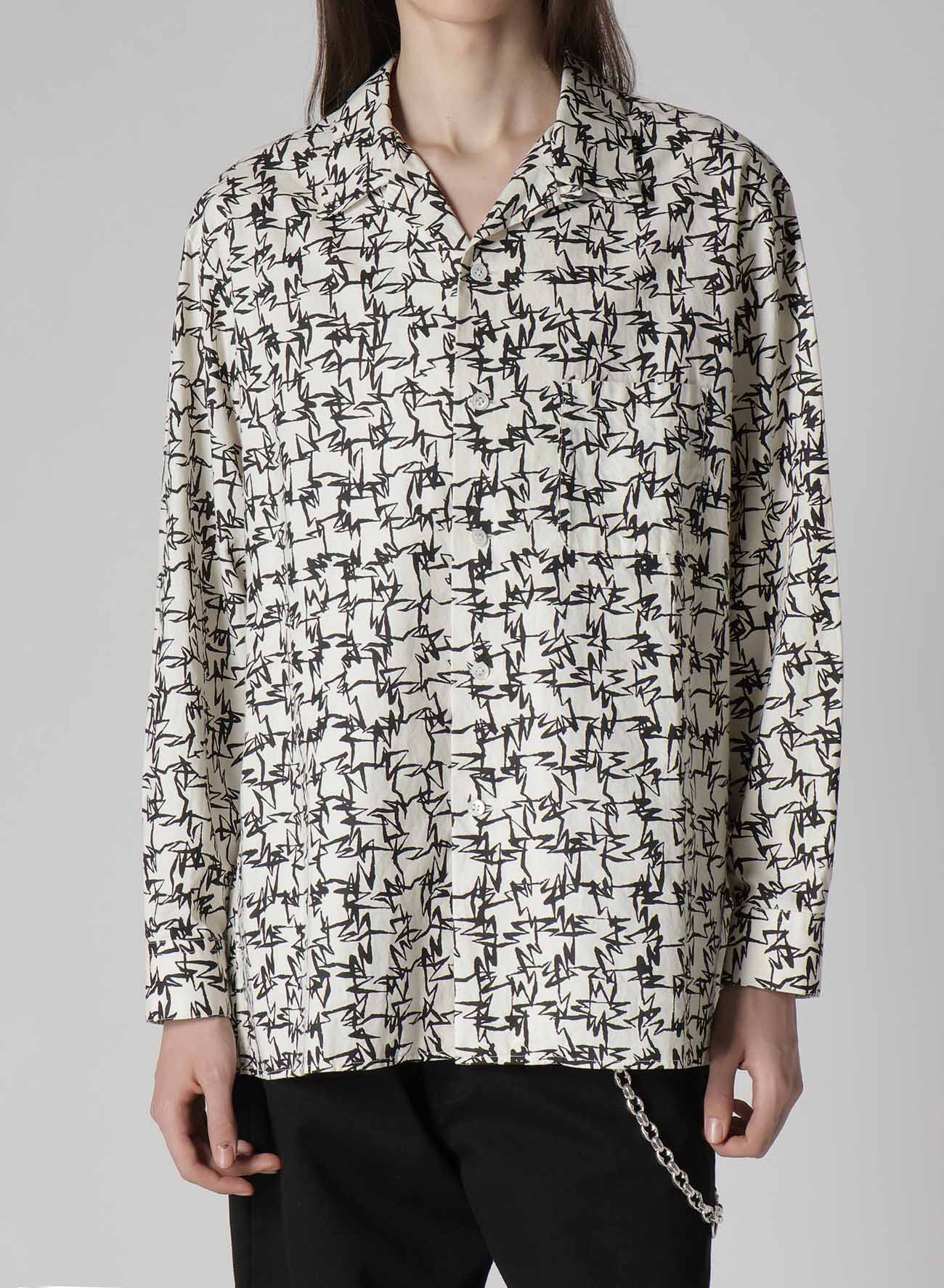 【Y's for men × MASSES】COTTON PIGMENT PRINT OPEN COLLAR SHIRT