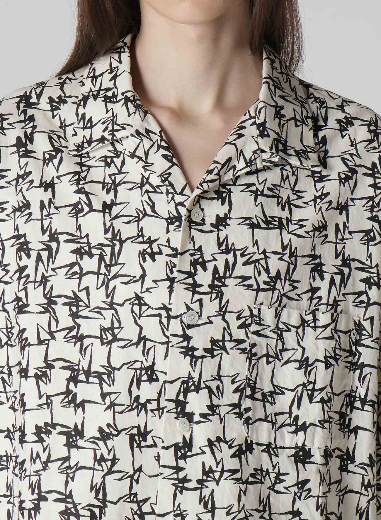 【Y's for men × MASSES】COTTON PIGMENT PRINT OPEN COLLAR SHIRT