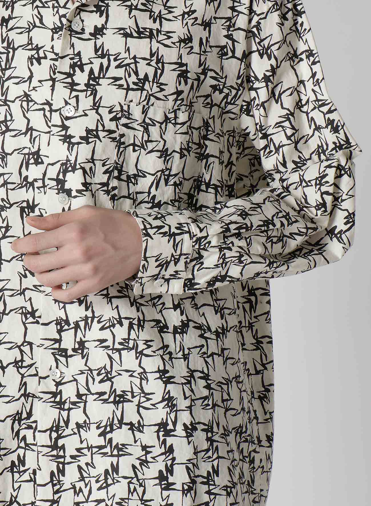 【Y's for men × MASSES】COTTON PIGMENT PRINT OPEN COLLAR SHIRT