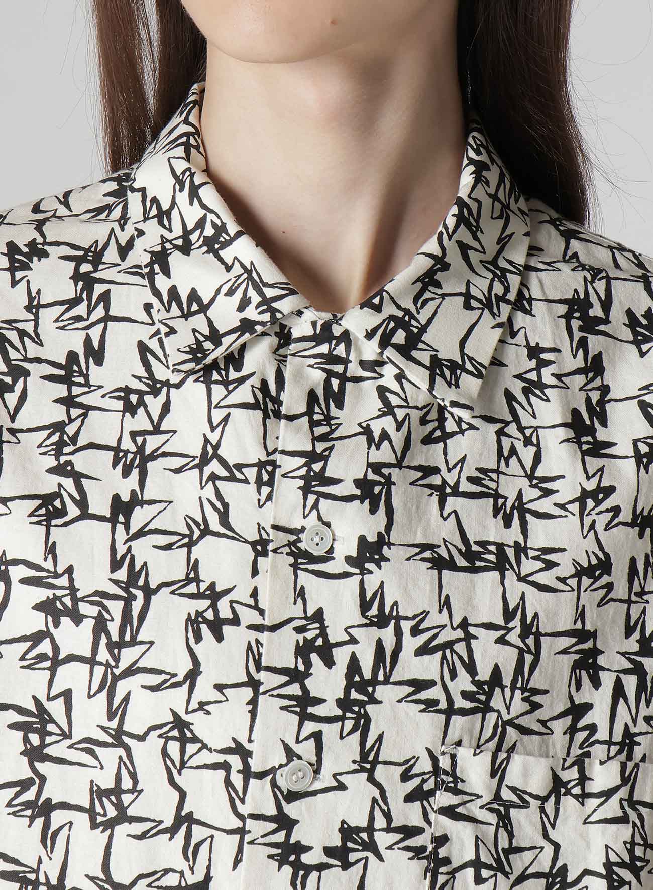 【Y's for men × MASSES】COTTON PIGMENT PRINT OPEN COLLAR SHIRT
