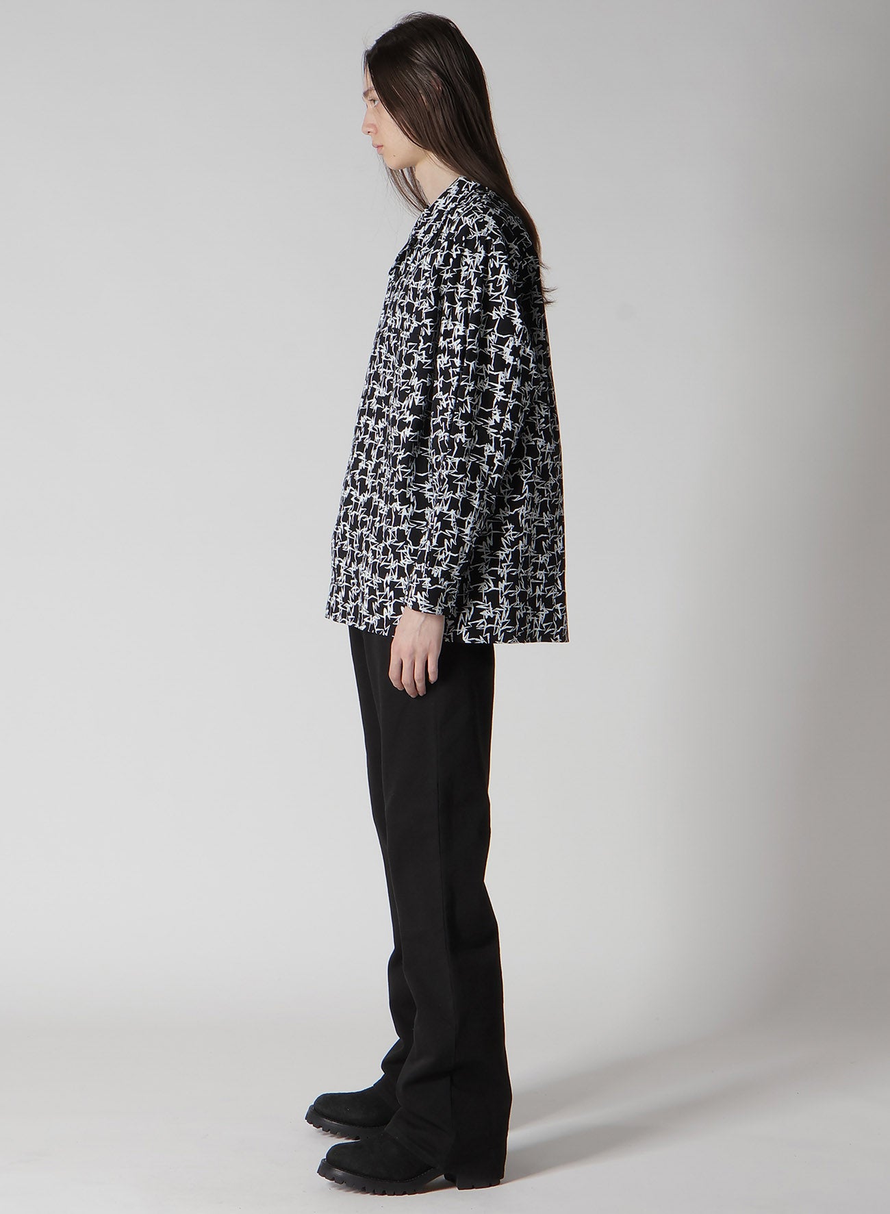 【Y's for men × MASSES】COTTON PIGMENT PRINT OPEN COLLAR SHIRT