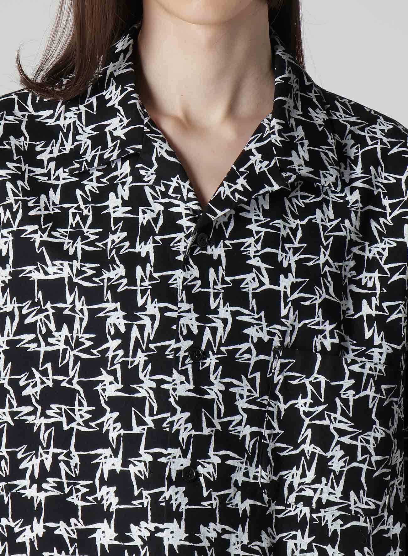 【Y's for men × MASSES】COTTON PIGMENT PRINT OPEN COLLAR SHIRT