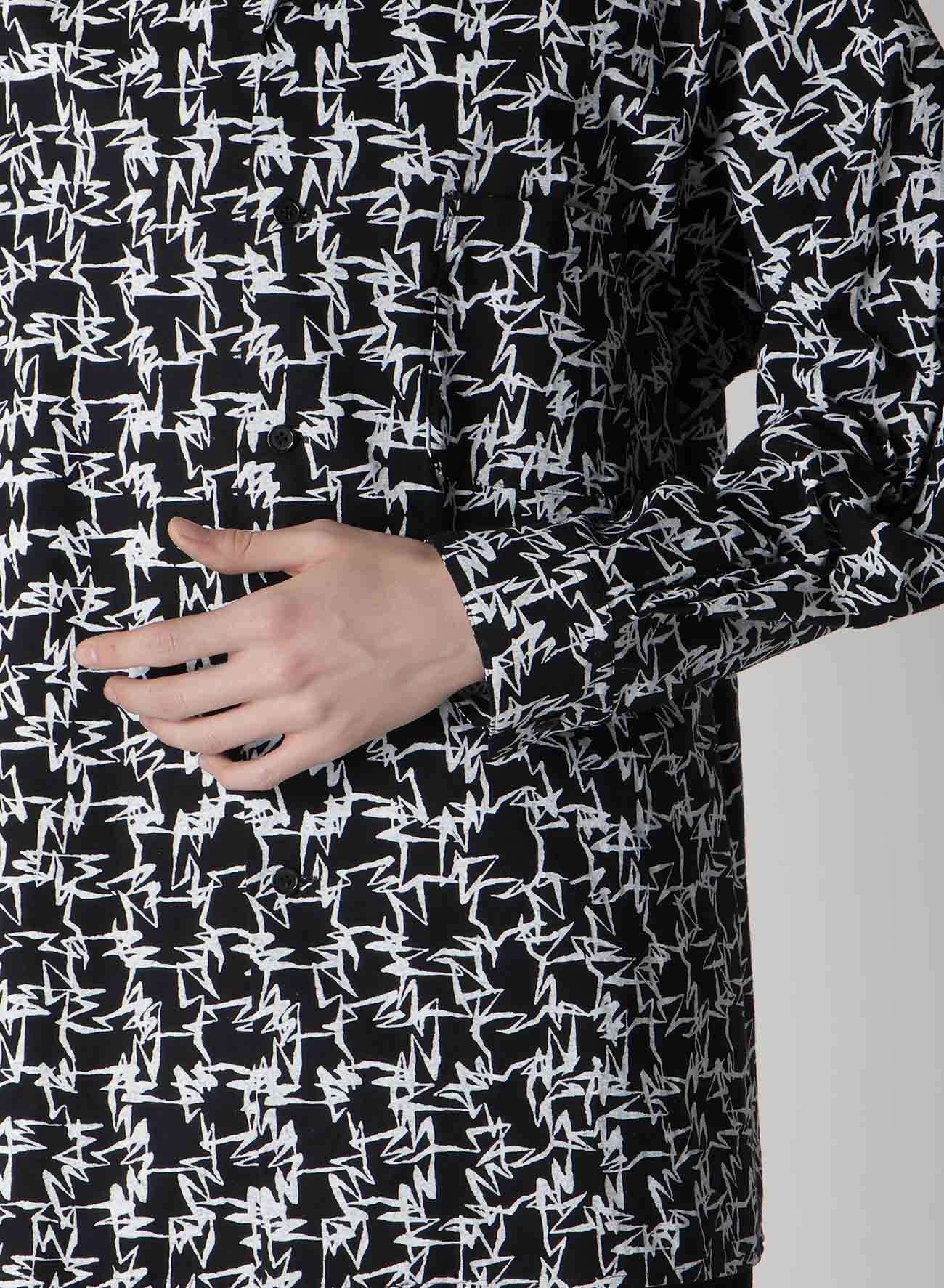 【Y's for men × MASSES】COTTON PIGMENT PRINT OPEN COLLAR SHIRT