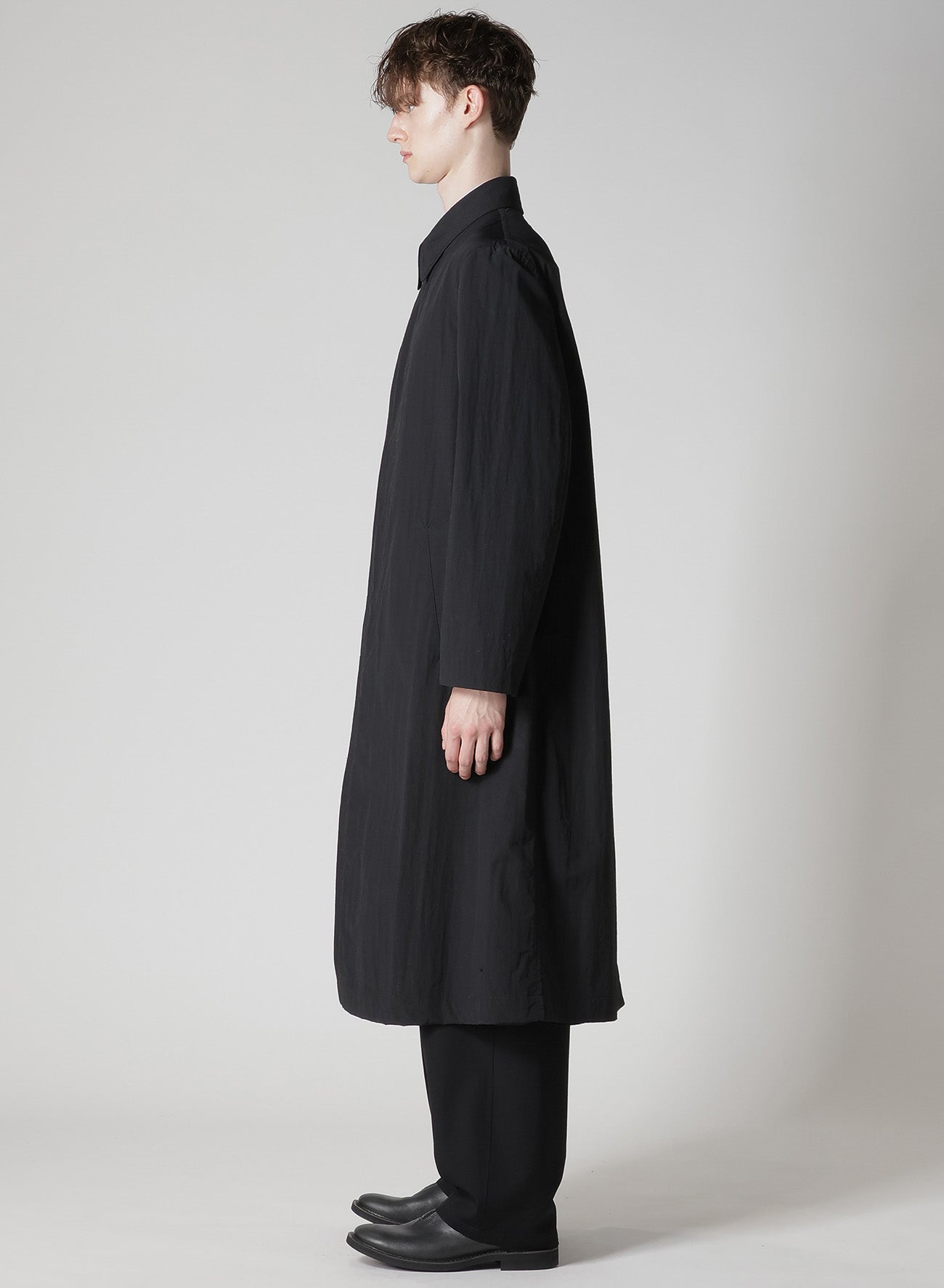 NYLON WEATHER COAT WITH FLY FRONT COLLAR