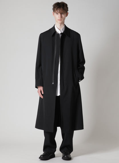 WOOL GABARDINE COAT WITH STAND FRONT COLLAR