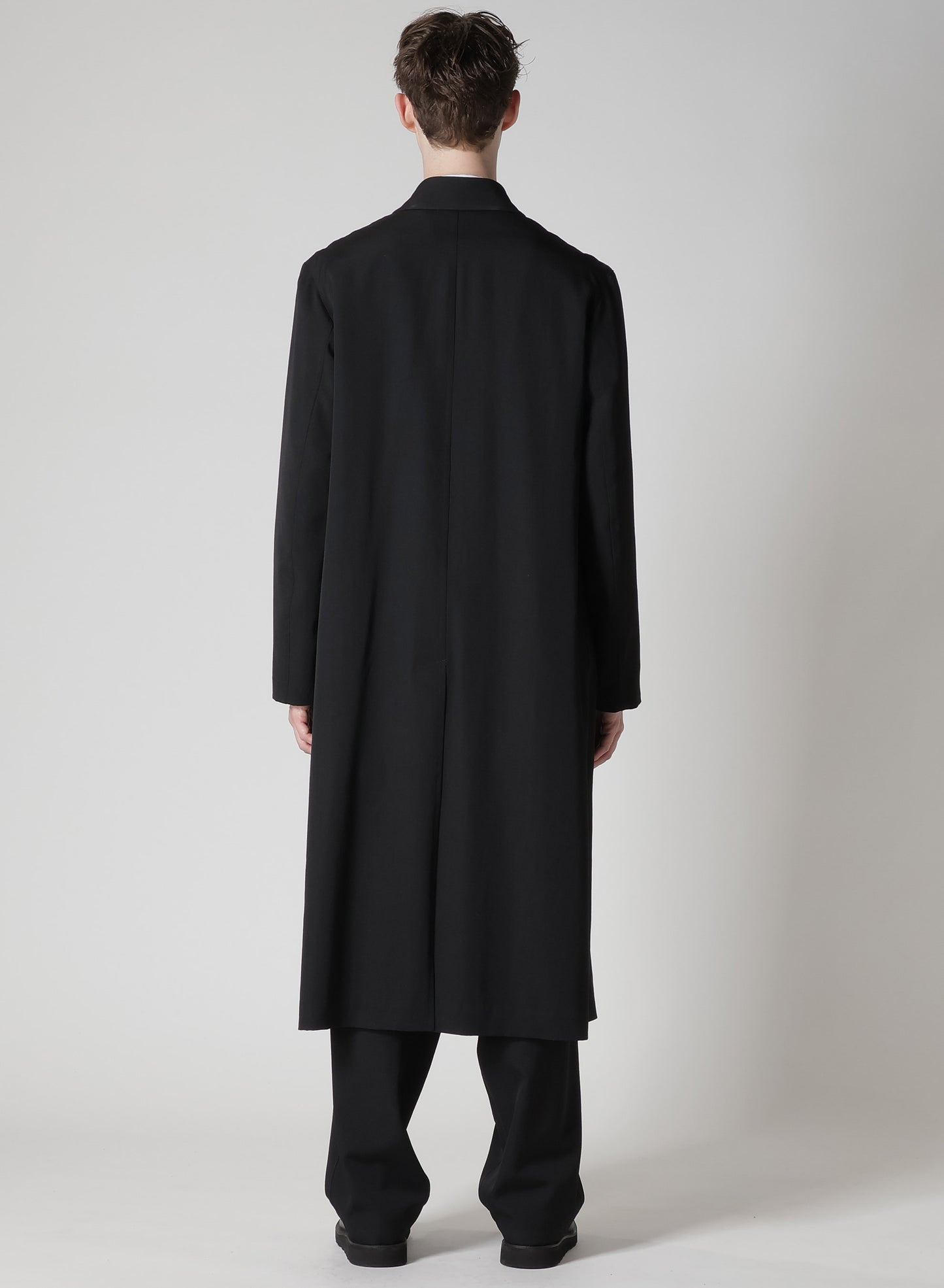 WOOL GABARDINE COAT WITH STAND FRONT COLLAR