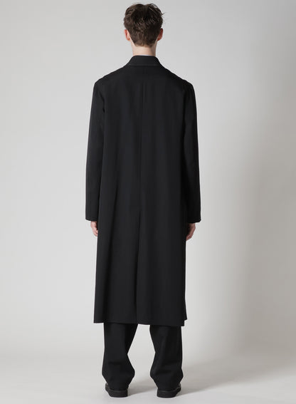 WOOL GABARDINE COAT WITH STAND FRONT COLLAR