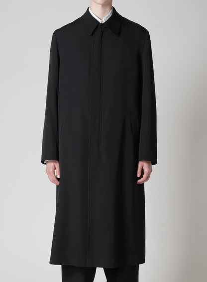 WOOL GABARDINE COAT WITH STAND FRONT COLLAR