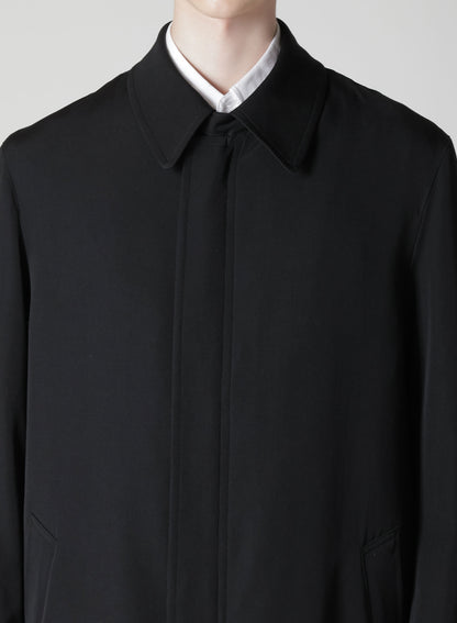 WOOL GABARDINE COAT WITH STAND FRONT COLLAR