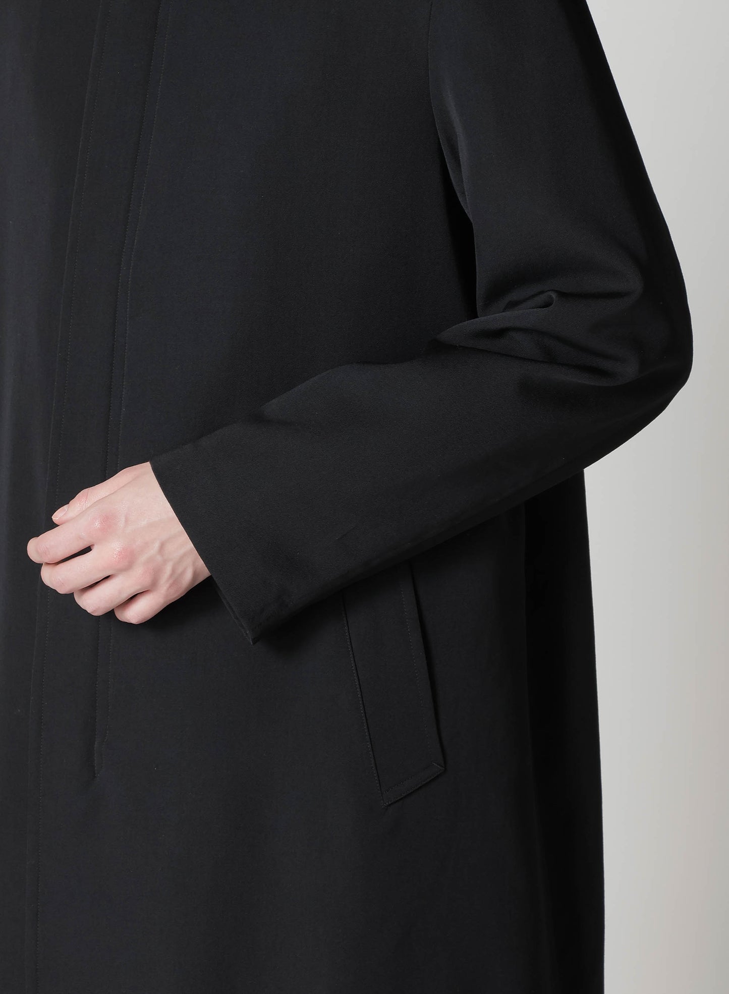 WOOL GABARDINE COAT WITH STAND FRONT COLLAR